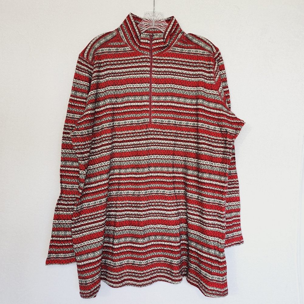 Woolrich Sz 3XL Mile Run Half Zip Pullover Striped Geometric Sweater Top.